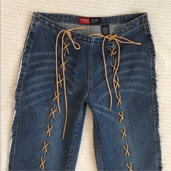 Lace up low rise jeans Clearance